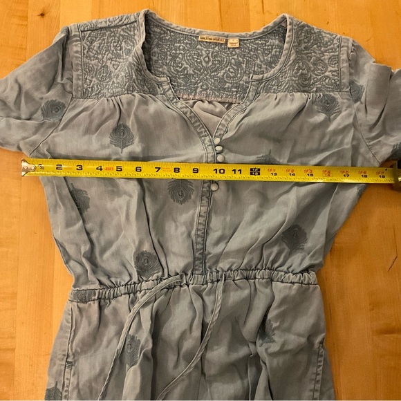 Holding Horses Embroidered Blue Cotton Dress | Resort Travel Boho - Picture 11 of 12